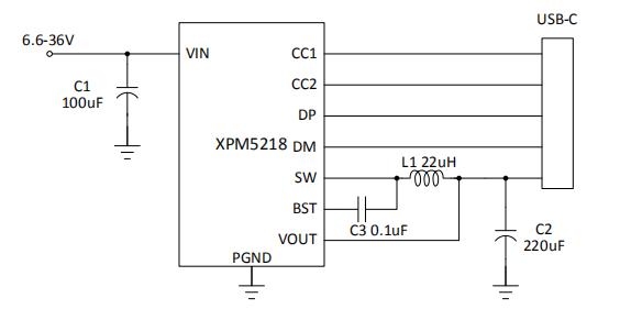 XPM5218 18W USB PD多協(xié)議降壓芯片電路圖